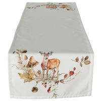 TISCHLÄUFER Textil Weiss, Hellbraun, Salbeigrün  - Hellbraun/Weiss, Basics, Textil (140/40/0.5cm)
