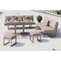 DINING-LOUNGESET Aluminium  - Beige/Hellgrau, MODERN, Glas/Textil - Ambia Garden