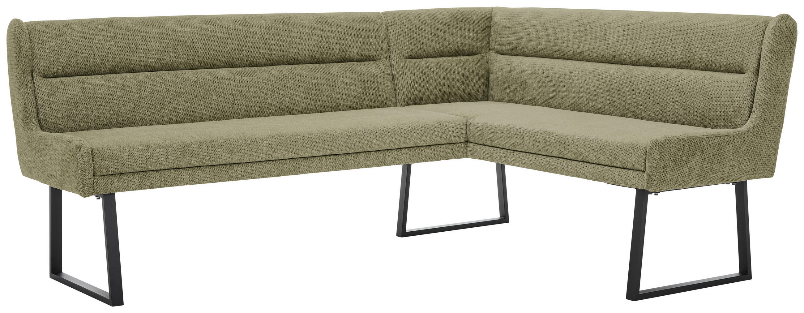 Thumbnail - Novel Eckbank, Grün, Schwarz, Metall, Textil, 4-Sitzer, Eckteil, L-Form, Ottomane links, 217x159 cm, Stoffauswahl, Typen...
