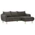 ECKSOFA Dunkelgrau Flachgewebe Rückenkissen, Rücken echt  - Dunkelgrau/Buchefarben, KONVENTIONELL, Holz/Textil (230/144cm) - Carryhome