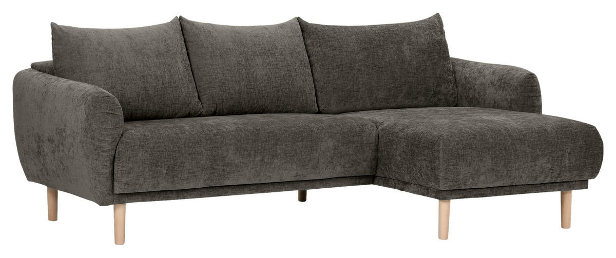 HÖRNSOFFA i flatväv mörkgrå  - mörkgrå/bokfärgad, Klassisk, trä/textil (230/144cm) - Livetastic