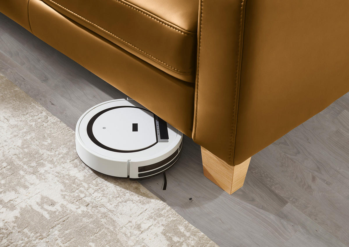 ECKSOFA in Echtleder Senfgelb  - Eiche Bianco/Senfgelb, Konventionell, Leder/Holz (235/257cm) - Valdera