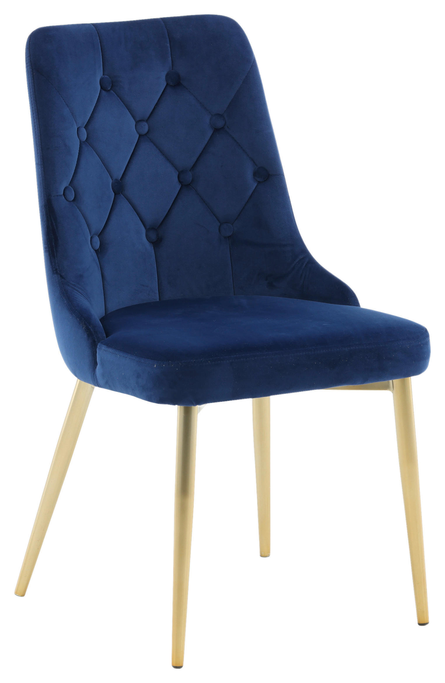 STUHL-SET 2 Stück  in Stahl Samt Metall, Kunststoff, Textil  - Blau/Goldfarben, Design, Kunststoff/Textil (50/88.5/66cm) - Livetastic