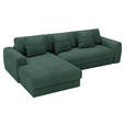 ECKSOFA in Cord Grün  182/302 cm  - Schwarz/Grün, MODERN, Kunststoff/Textil (182/302cm) - Carryhome