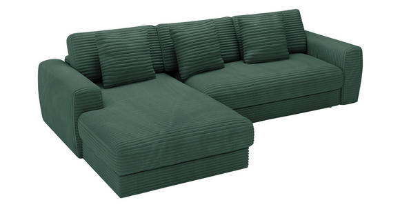 ECKSOFA in Cord Grün  182/302 cm  - Schwarz/Grün, MODERN, Kunststoff/Textil (182/302cm) - Carryhome