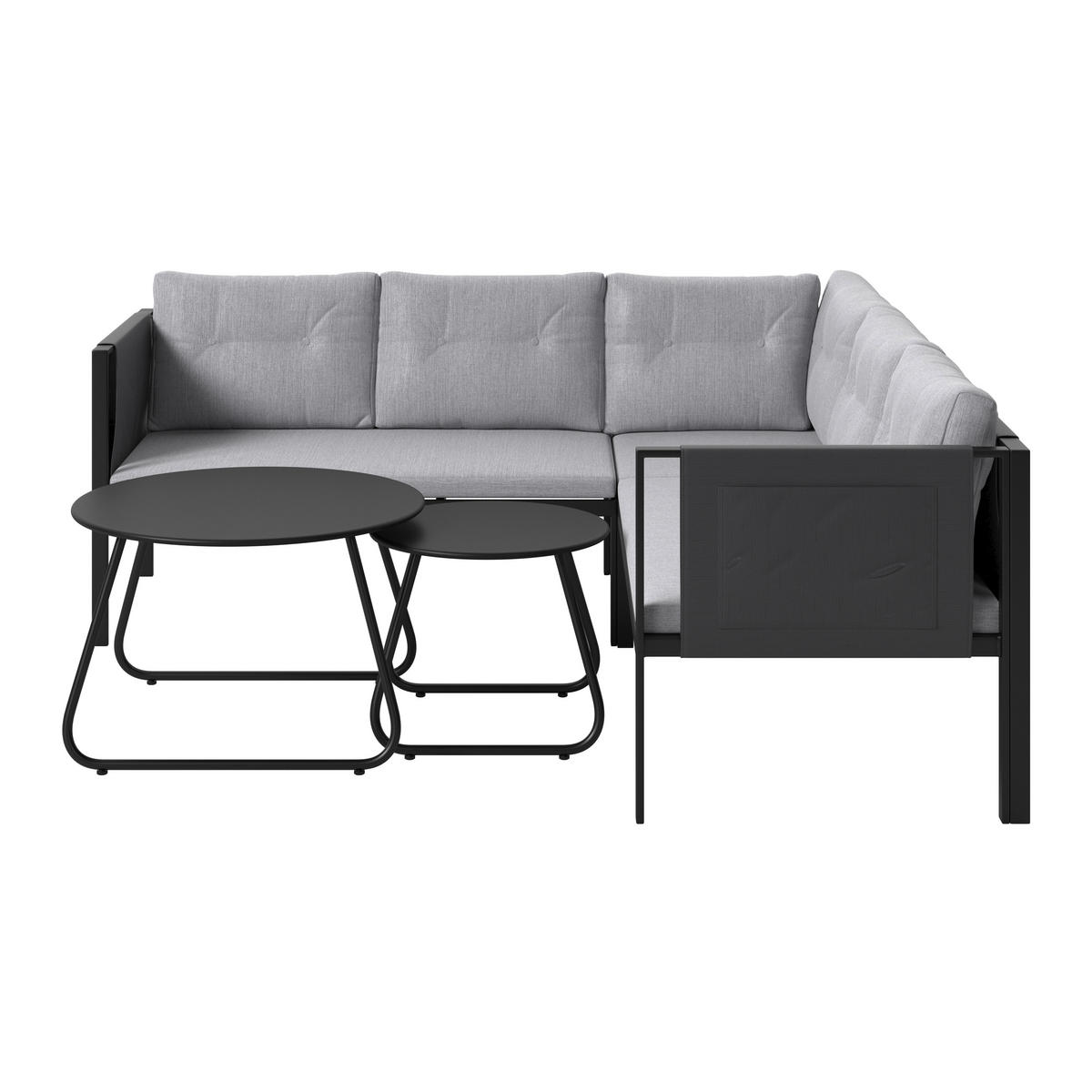 LOUNGEGARNITUR 5-teilig  186,5/186,5 cm  Eisen  - Schwarz/Grau, MODERN, Textil/Metall (186,5/186,5cm) - Beldano