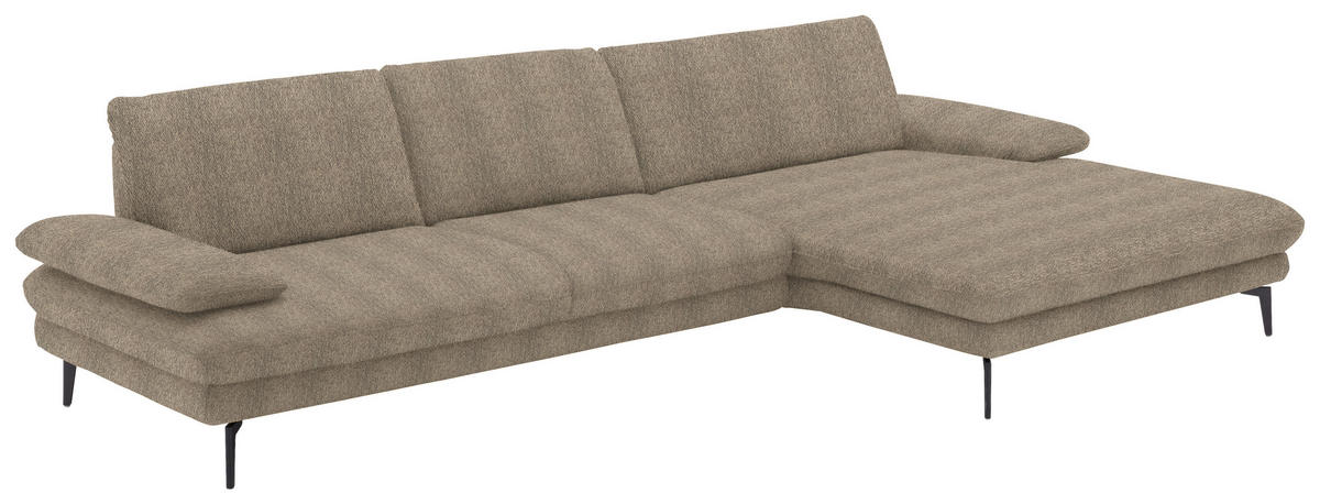 ECKSOFA in Chenille Braun, Grün  - Schwarz/Braun, Design, Textil/Metall (310/180cm) - Dieter Knoll