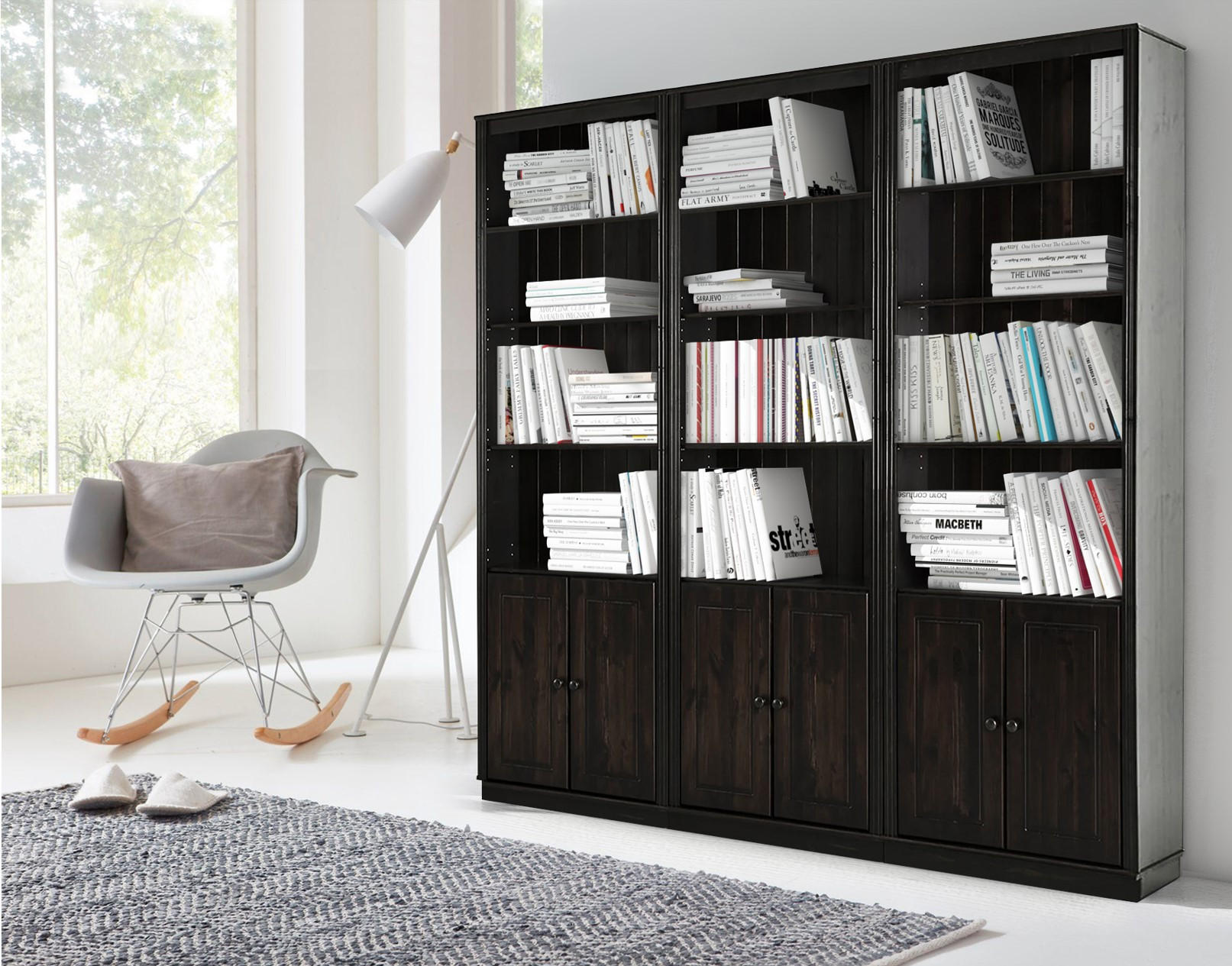 Bücherwand Lillehammer Kiefer massiv Kieferfarben, Dunkelbraun  - Dunkelbraun/Kieferfarben, Design, Holz (223/222/34cm) - MID.YOU