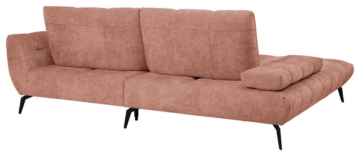 ECKSOFA Rosa Flachgewebe Rücken echt, Sitztiefenverstellung  - Schwarz/Rosa, KONVENTIONELL, Textil/Metall (211/273cm) - SetOne by Musterring