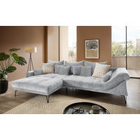 ECKSOFA GARDA Hellblau Chenille Zierkissen, Rückenkissen, Nierenkissen, Rücken echt  - Schwarz/Hellblau, KONVENTIONELL, Textil/Metall (192/310cm) - Livetastic