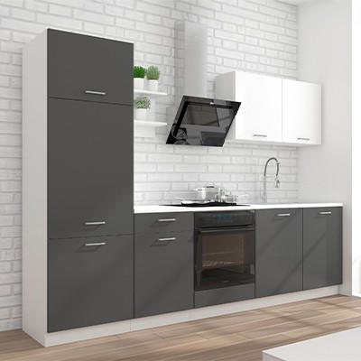 Küchenzeile Promo Ohne Geräte 270 Cm Grau/weiß, Modern