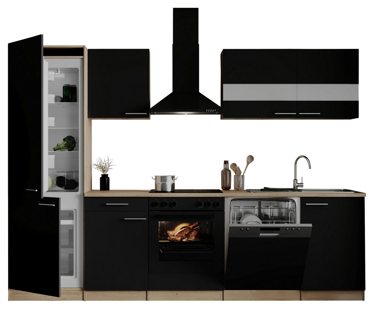 MODULKÖK 280 cm   i svart  - stålfärgad/svart, Basics, metall/trämaterial (280cm) - Respekta