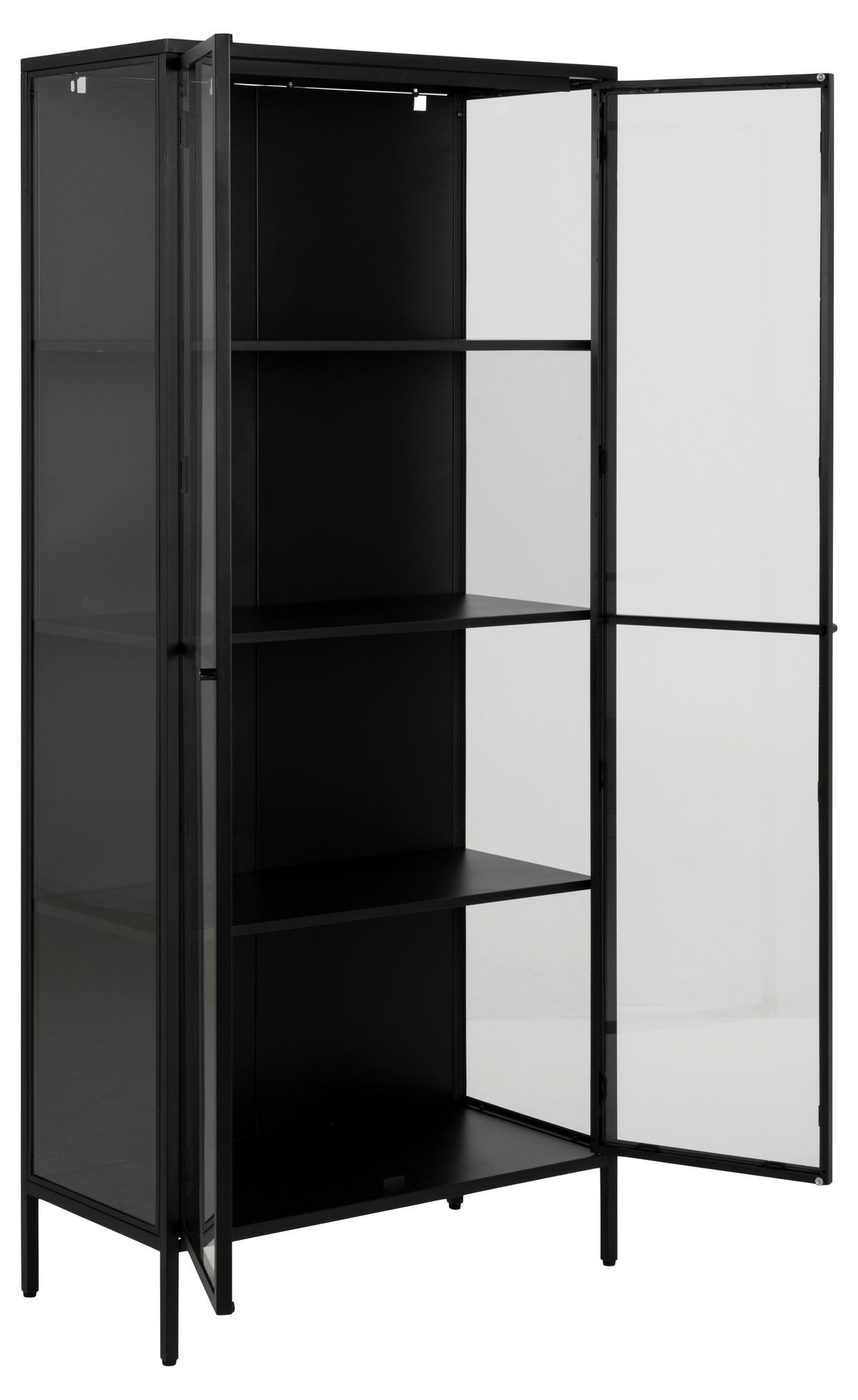 VITRINA, črna - črna/prosojno, Design, kovina/steklo (80/180/40cm) - MID.YOU