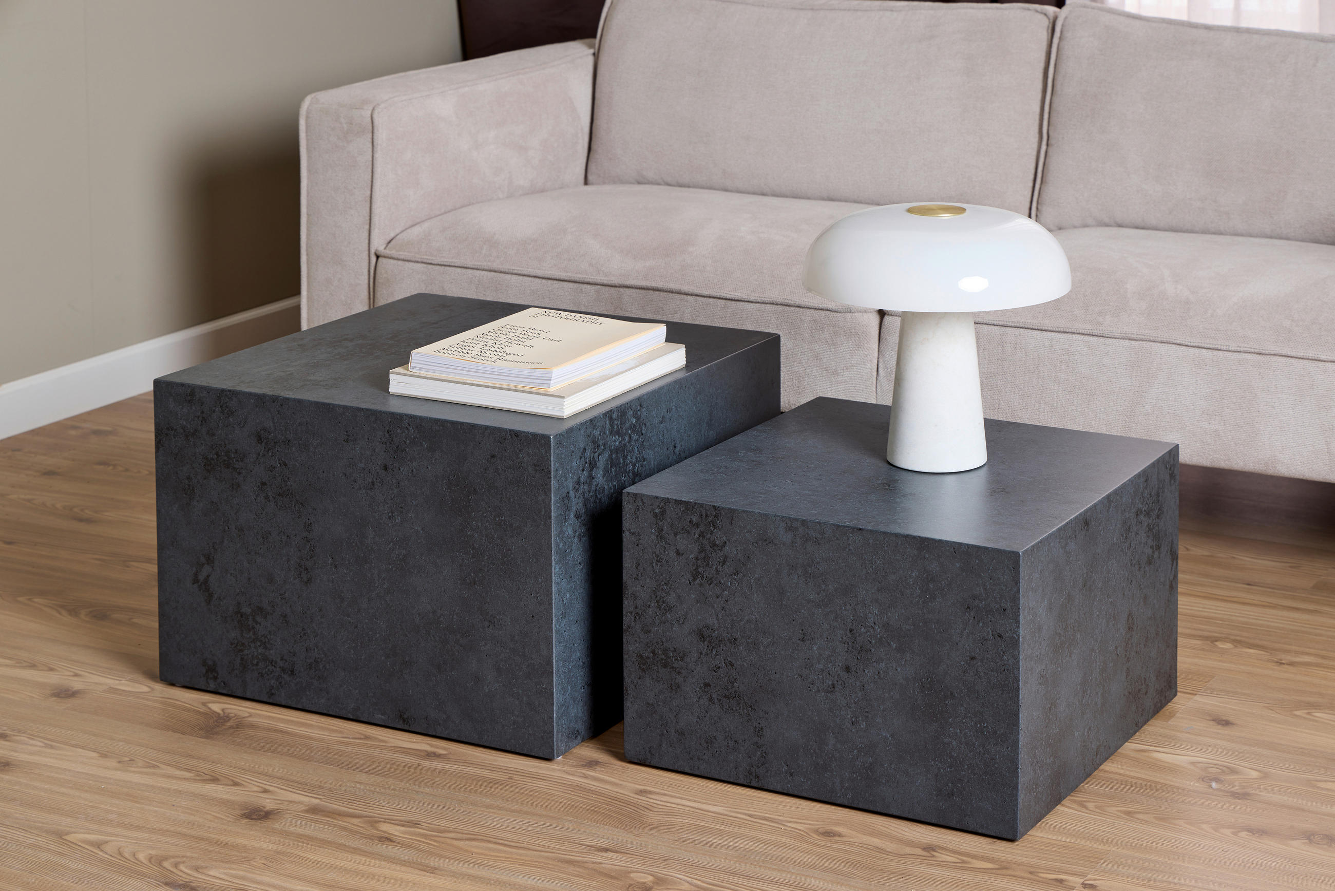 COUCHTISCHSET quadratisch Schwarz  - Schwarz, Design, Holzwerkstoff (50/58/50/58/33/40cm)