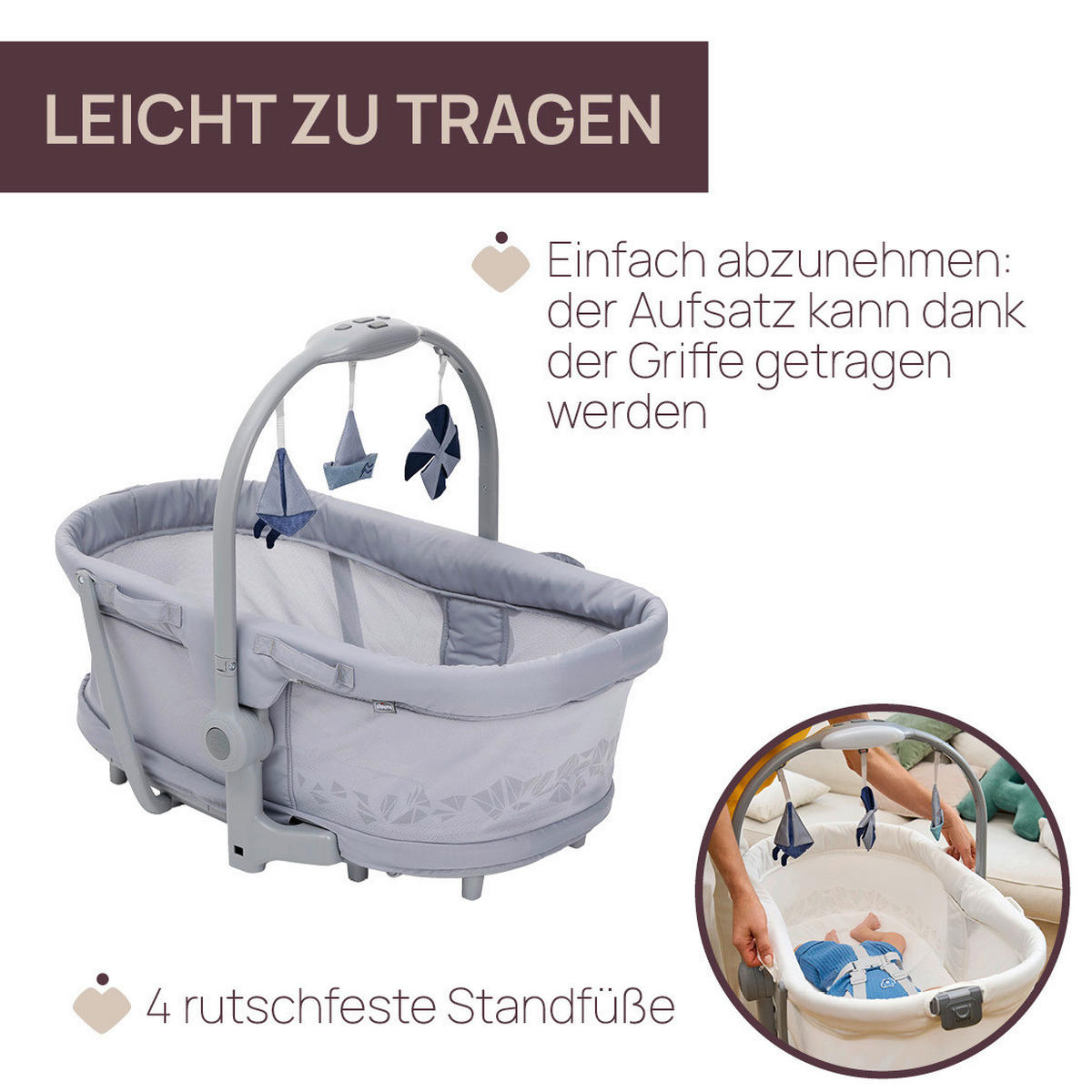 STUBENWAGEN BABY HUG PRO   - Grau, Basics (85/60/88-122cm) - Chicco