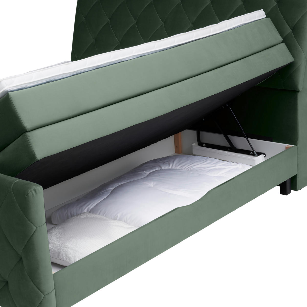 BOXSPRINGBETT 180/200 cm  in Grün  - Schwarz/Grün, KONVENTIONELL, Holz/Textil (180/200cm) - Ti'me