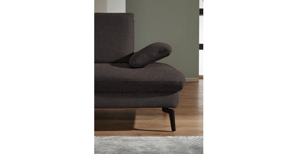 ECKSOFA in Chenille, Mikrofaser Mokka  - Schwarz/Mokka, Design, Textil/Metall (157/299cm) - Dieter Knoll