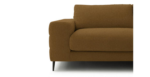 ECKSOFA  in Flachgewebe Goldfarben  253/177 cm  - Goldfarben/Schwarz, Design, Textil/Metall (253/177cm) - Dieter Knoll
