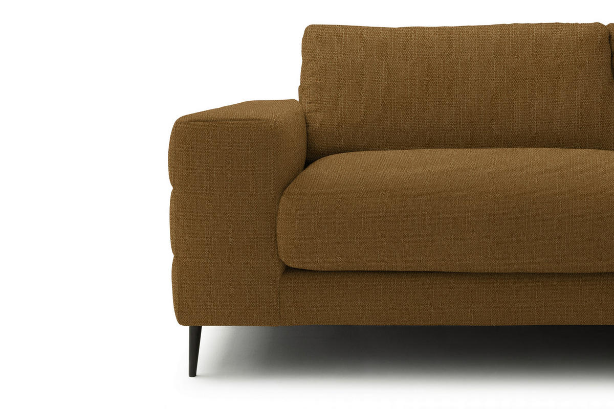 ECKSOFA in Flachgewebe Goldfarben  - Goldfarben/Schwarz, Design, Textil/Metall (253/177cm) - Dieter Knoll