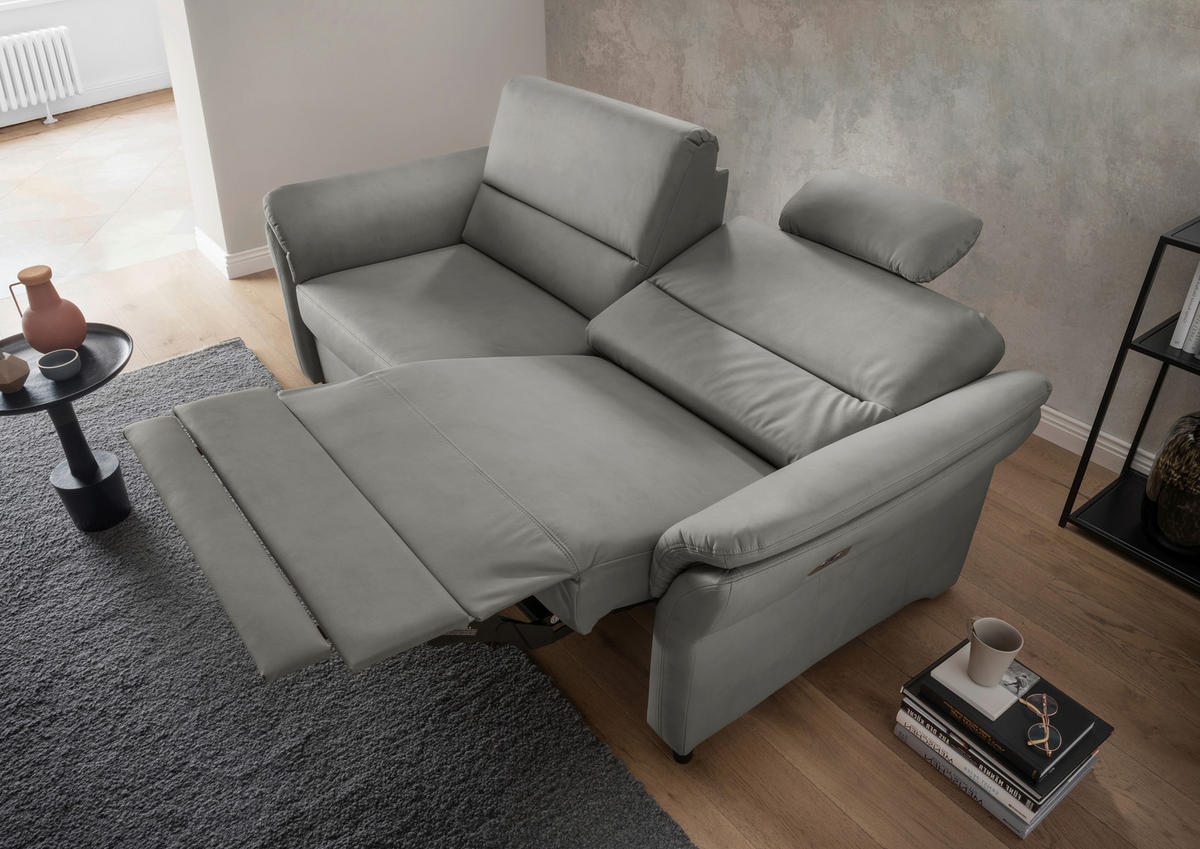 3-SITZER-SOFA in Lederlook Grau  - Schwarz/Grau, Modern, Holz/Textil (192/90/89cm) - Livetastic