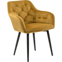 ARMLEHNSTUHL  in Samt  - Gelb/Schwarz, MODERN, Textil/Metall (61/85/45cm) - Livetastic