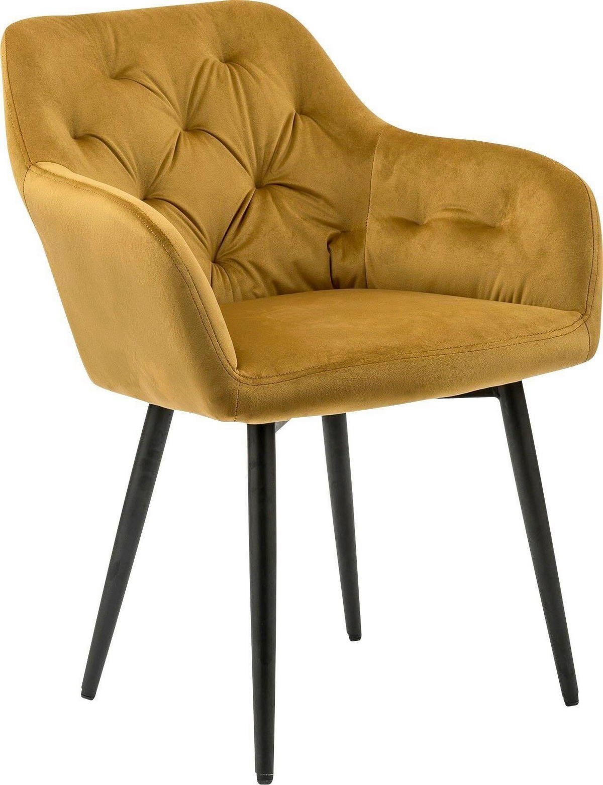 ARMLEHNSTUHL  in Samt  - Gelb/Schwarz, MODERN, Textil/Metall (61/85/45cm) - Livetastic