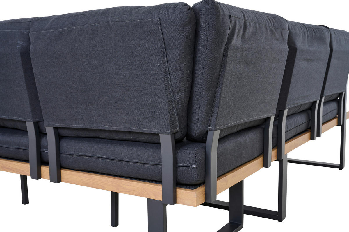 LOUNGEGARNITUR 2-teilig   73,5/78,5/155 cm Aluminium  - Anthrazit/Teakfarben, Basics, Textil/Metall (73,5/78,5/155cm) - Siena Garden