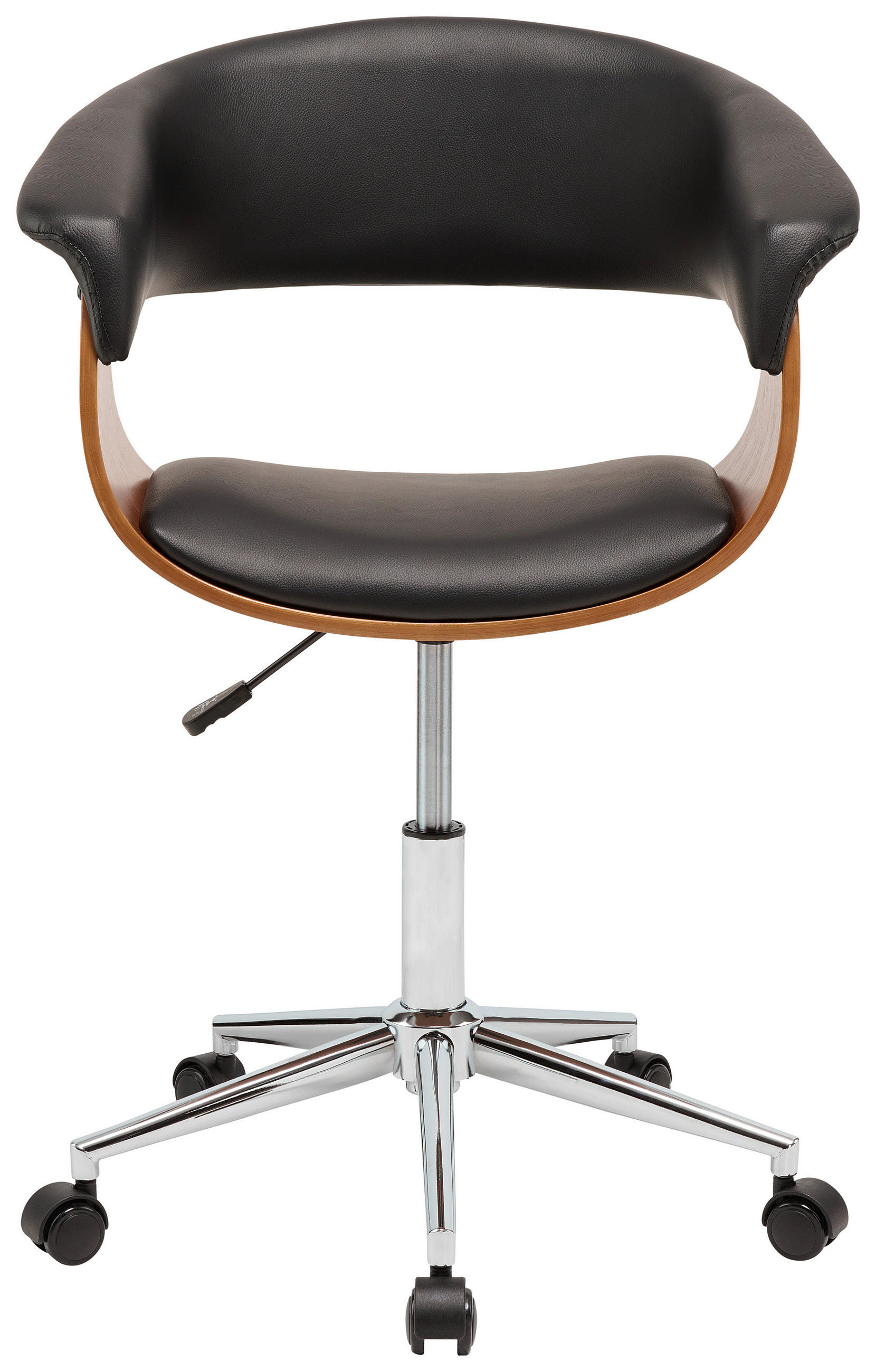 DREHSTUHL in Lederlook Naturfarben, Schwarz - Chromfarben/Schwarz, LIFESTYLE, Holz/Kunststoff (62.5/76.5-86/51cm) - Stylife