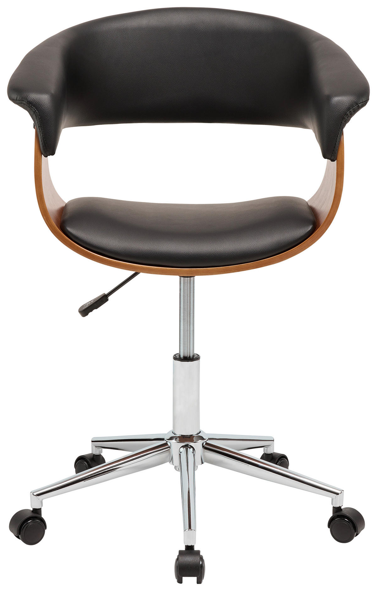 DREHSTUHL  in Lederlook Naturfarben, Schwarz  - Chromfarben/Schwarz, Lifestyle, Holz/Kunststoff (62.5/76.5-86/51cm) - Stylife