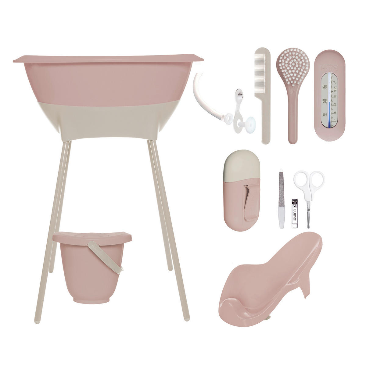 BABYBADESET Blush Pink 8-teilig  - Altrosa, Basics, Kunststoff (79,5/40/46cm) - Luma