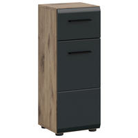 MIDISCHRANK 30/80/30 cm  - Eiche dunkel/Schwarz, Basics, Holzwerkstoff/Kunststoff (30/80/30cm) - MID.YOU