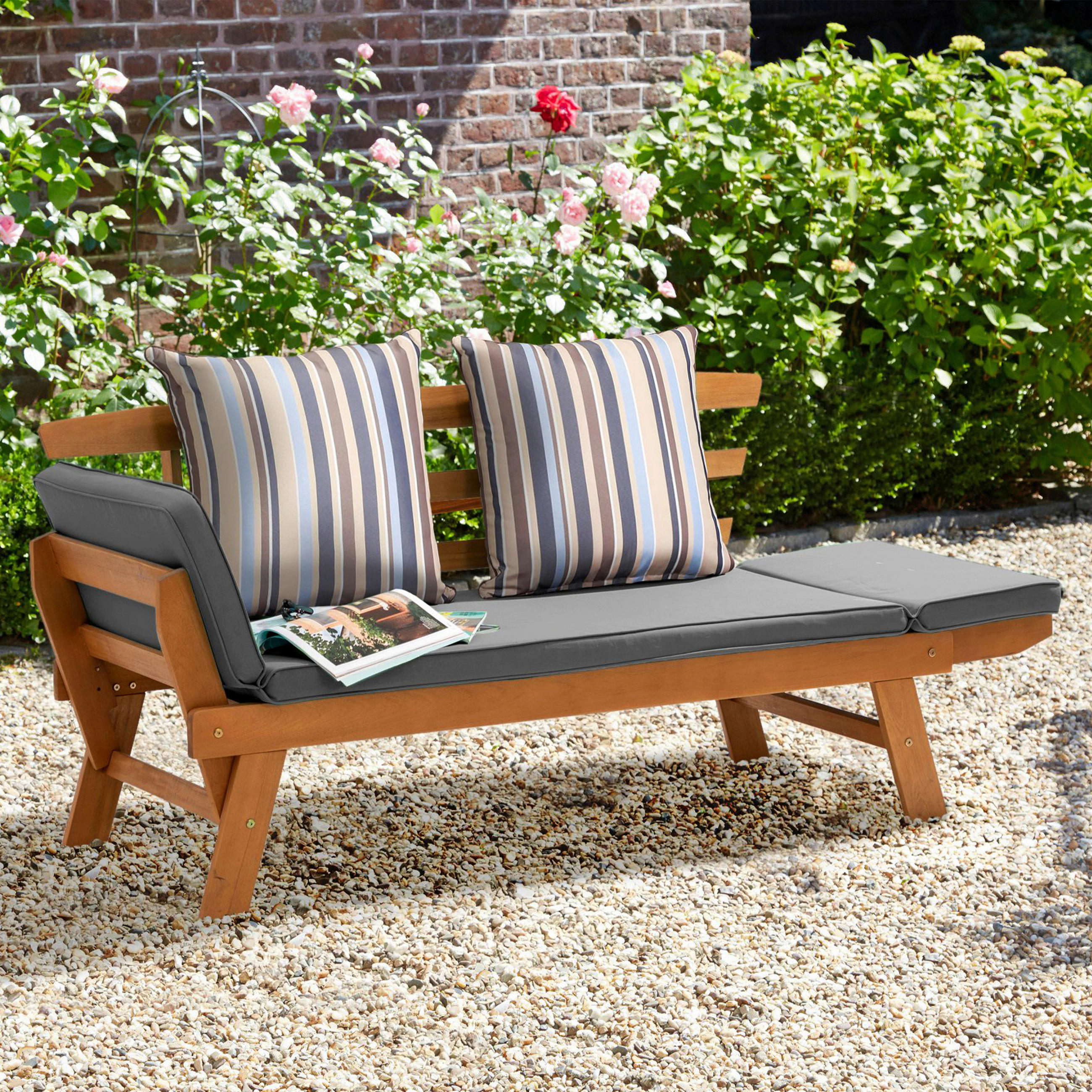 GARTENBANK 198/78/68 cm  in Grau, Akaziefarben  - Akaziefarben/Grau, MODERN, Holz/Textil (198/78/68cm) - Greemotion