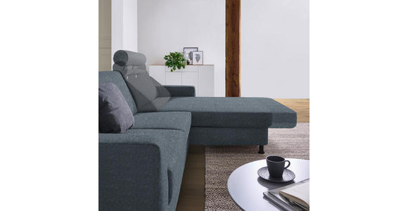 ECKSOFA in Webstoff Blaugrau  - Blaugrau/Schwarz, Design, Kunststoff/Textil (257/165cm) - Xora