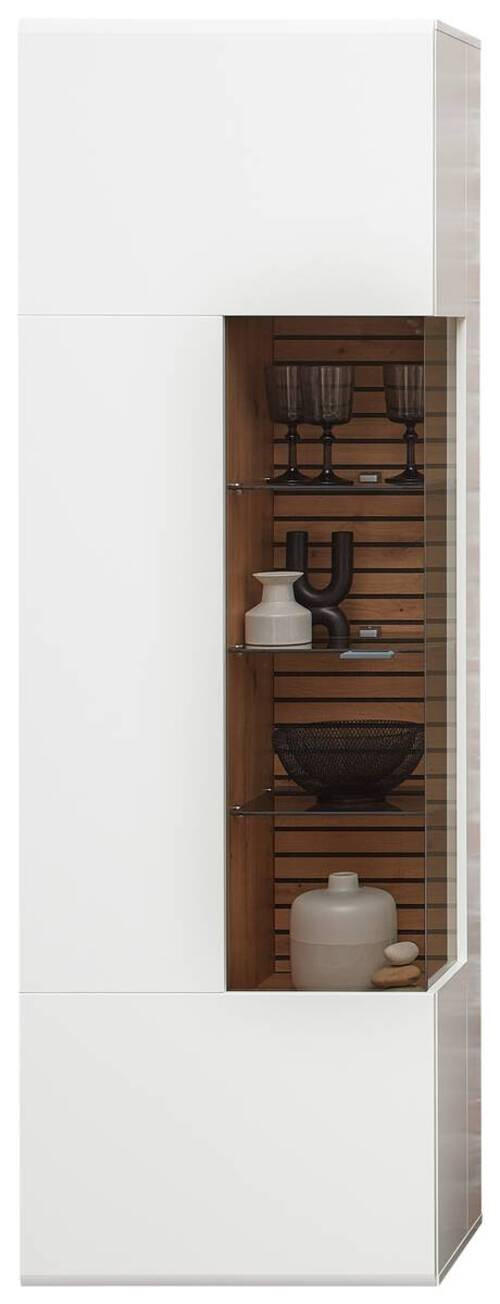 VITRINE in Weiß, Eiche Artisan  - Anthrazit/Weiß, Design, Glas/Holzwerkstoff (65/201/40cm) - Stylife