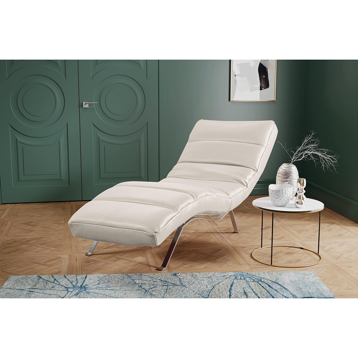 RELAXLIEGE Echtleder Grau  - Silberfarben/Grau, Design, Leder/Metall (65/65-95/171cm) - Livetastic