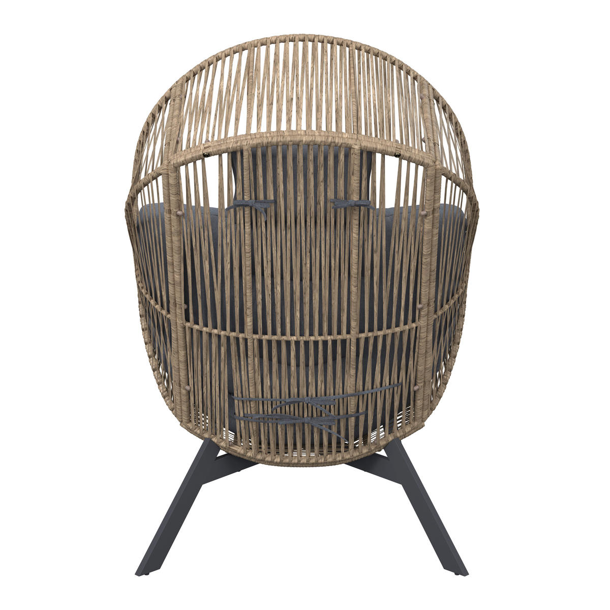 LOUNGESESSEL Grau, Naturfarben, Schwarz Stahl  - Schwarz/Naturfarben, Design, Kunststoff/Textil (101/140/96cm) - Ambia Garden