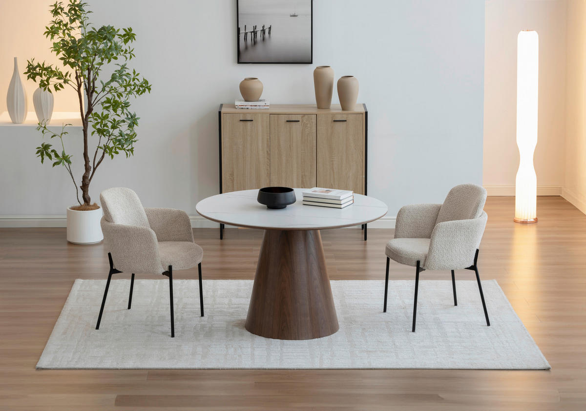 ÉTKEZŐASZTAL - diószínű/fehér, Modern, faalapú anyag/fa (120/75cm) - MID.YOU