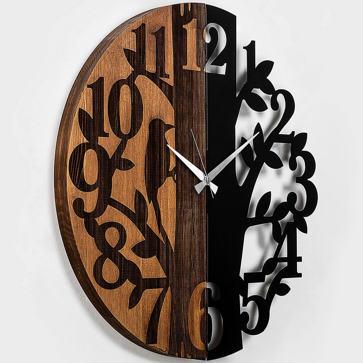 WANDUHR Schwarz, Walnussfarben 56/56/3 cm  - Walnussfarben/Schwarz, LIFESTYLE, Metall (56/56/3cm)