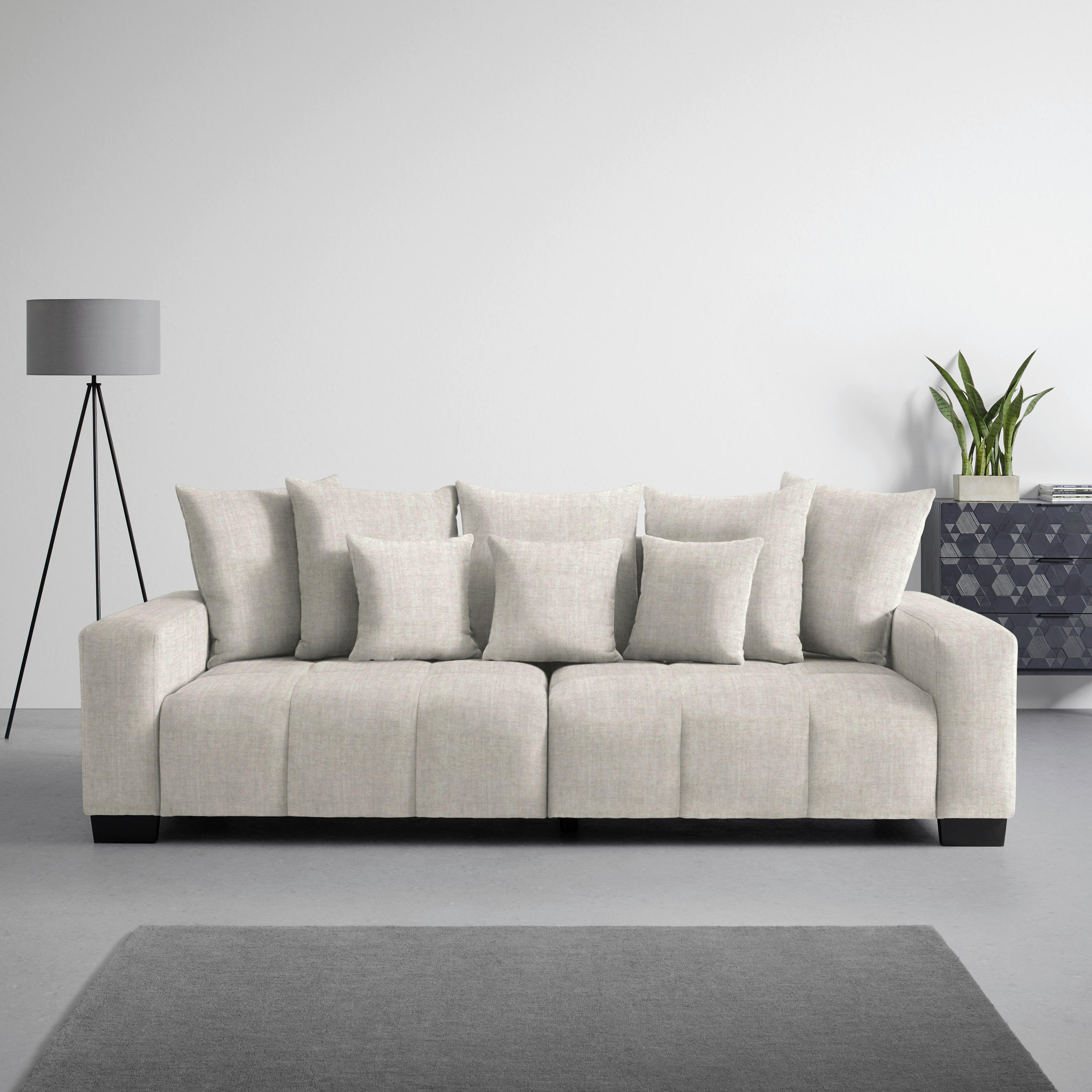 BIG SOFFA i cremefärgad  - svart/cremefärgad, Modern, trä (246/93/124cm) - MID.YOU