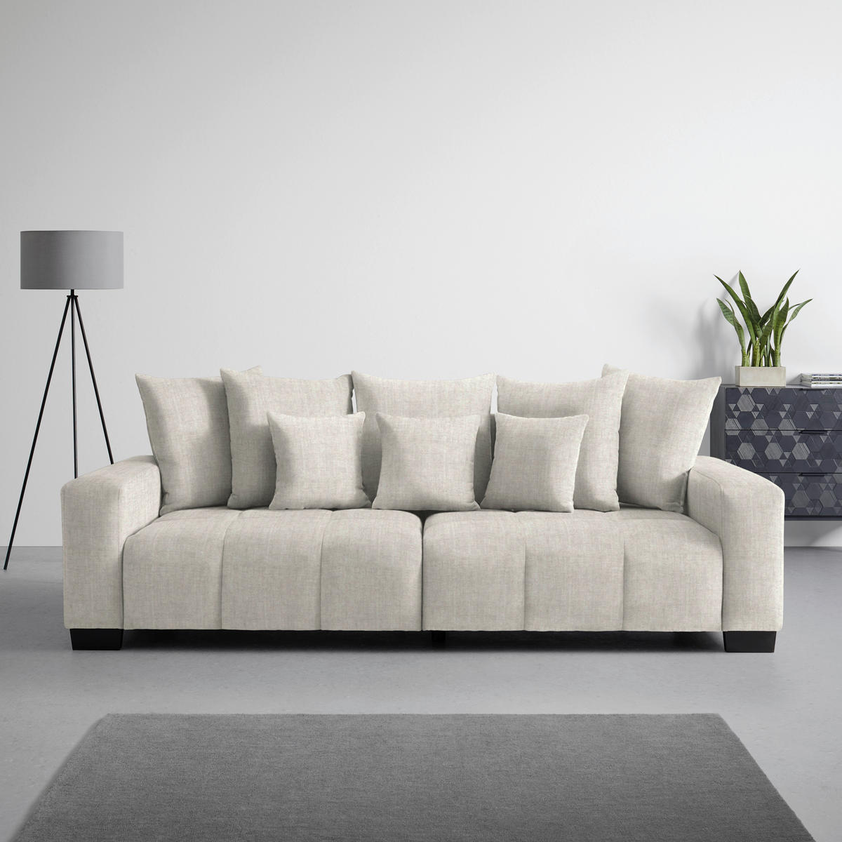 BIG SOFFA i cremefärgad  - svart/cremefärgad, Modern, trä (246/93/124cm) - MID.YOU