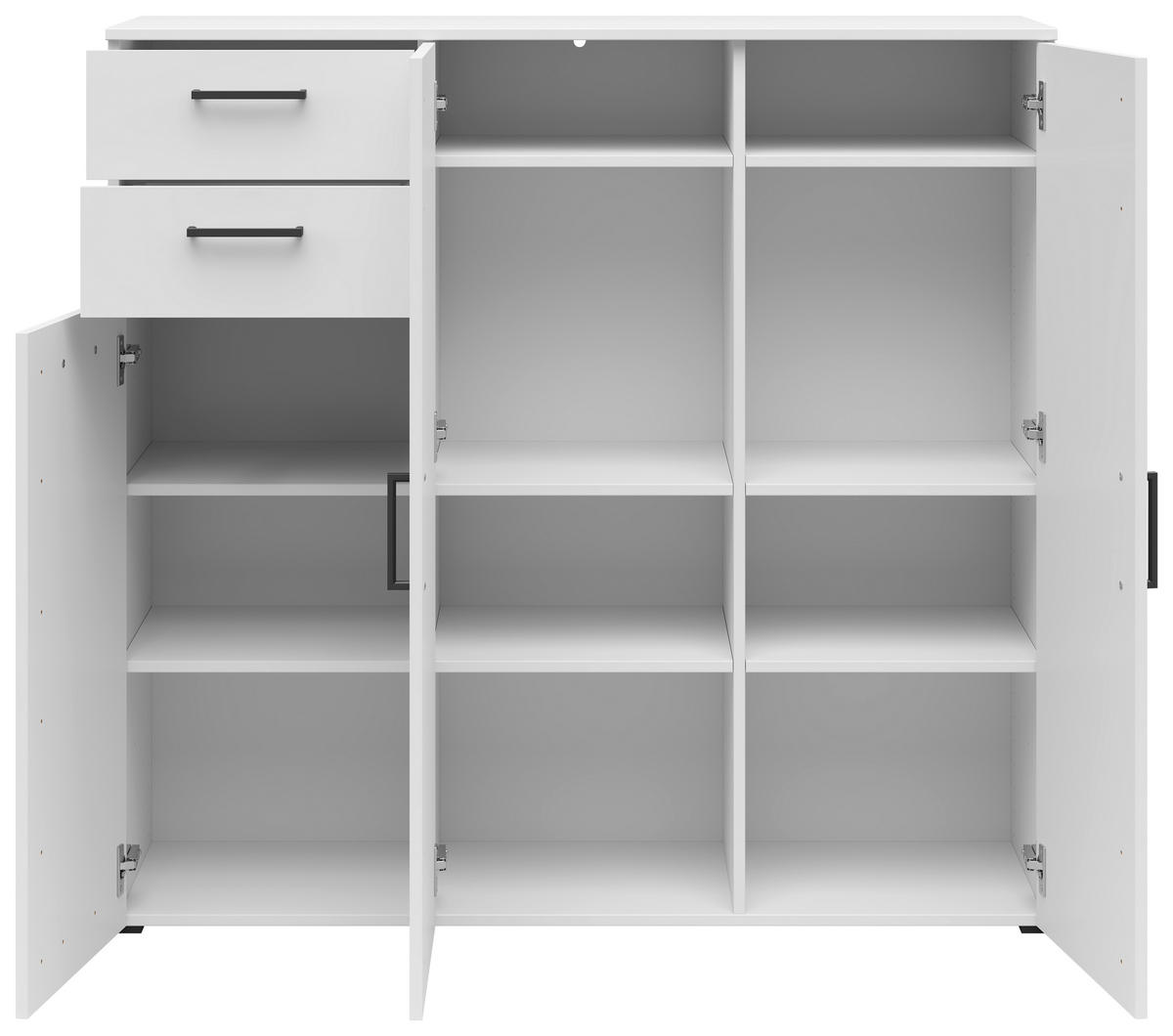 KOMODA, biela, 120/115/40 cm - čierna/biela, Modern, kompozitné drevo/plast (120/115/40cm) - Carryhome