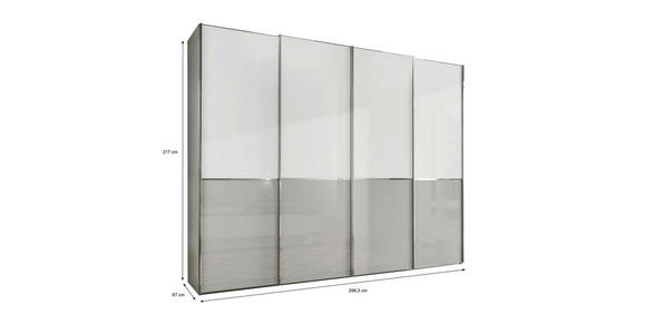 SCHWEBETÜRENSCHRANK in Grau, Weiß - Chromfarben/Weiß, KONVENTIONELL, Glas/Holzwerkstoff (300/217/67cm) - Novel