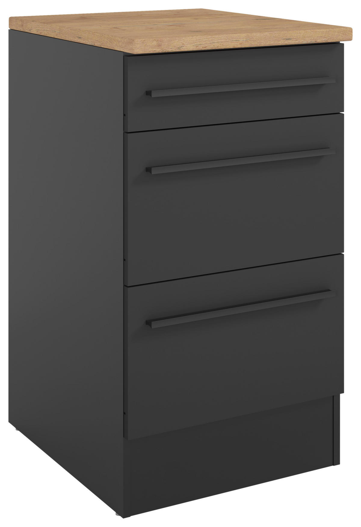 SCHUBKASTENUNTERSCHRANK 50/90/60 cm  in Schwarz  - Eichefarben/Schwarz, Design, Holzwerkstoff/Kunststoff (50/90/60cm) - MID.YOU