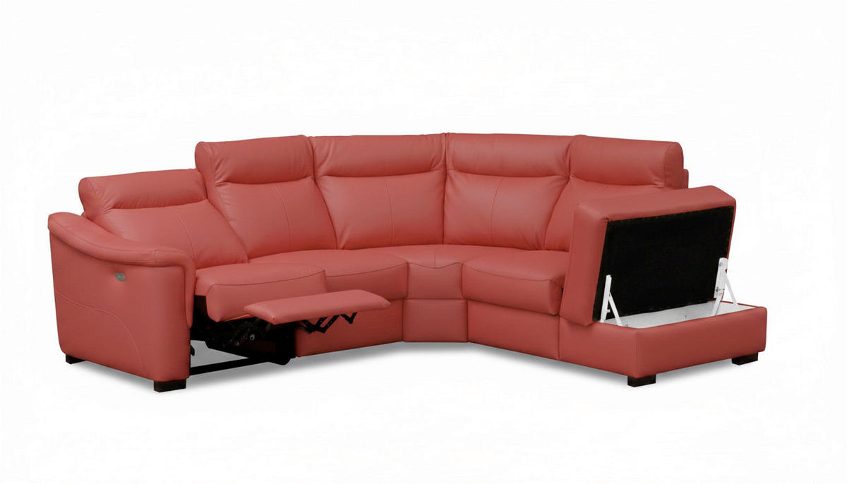 ECKSOFA Echtleder Rot  - Wengefarben/Rot, Design, Leder/Holz (260/229cm) - Livetastic