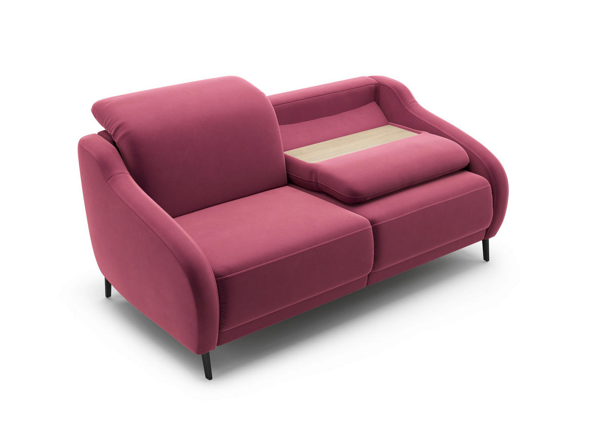 3-SITZER-SOFA Samt Aubergine  - Aubergine/Schwarz, MODERN, Textil/Metall (192/93/104cm) - Sit & More