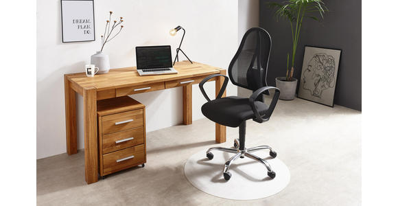 SCHREIBTISCH in Holz 140/76/70 cm - Eichefarben/Alufarben, Natur, Holz/Kunststoff (140/76/70cm) - Linea Natura