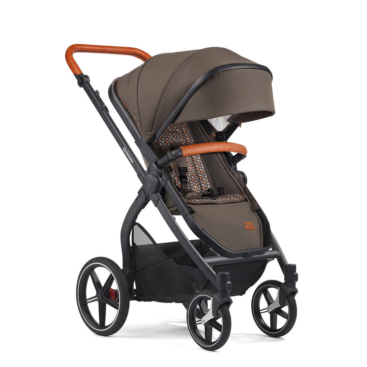 KINDERWAGENSET FX4 Life  - Cognac/Schwarz, Basics, Textil/Metall (57/129/100cm) - Gesslein