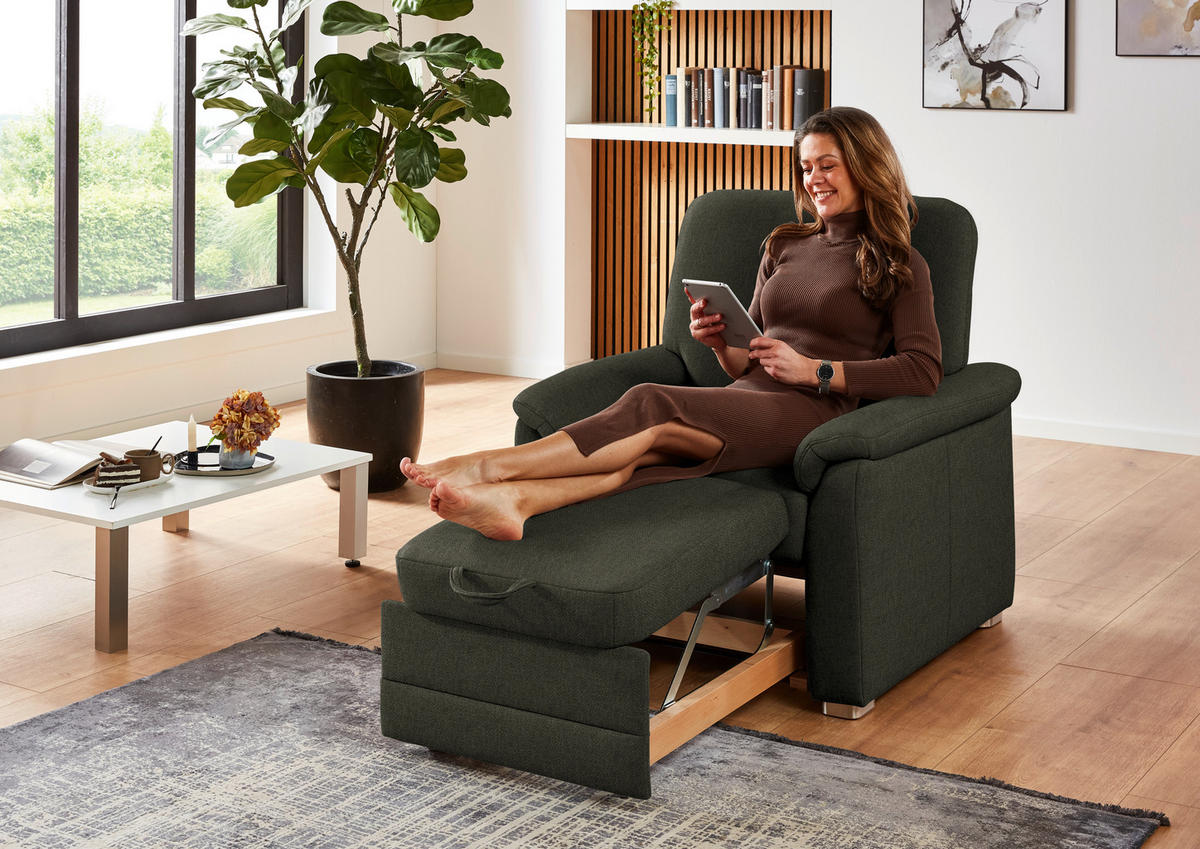SESSEL Chenille Dunkelgrün  - Dunkelgrün/Alufarben, Konventionell, Textil/Metall (88/96/89cm) - Beldomo Comfort