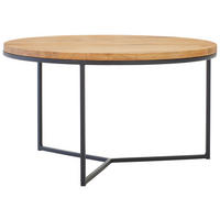 COUCHTISCH Eiche massiv 80/80/44 cm rund Eichefarben  - Eichefarben/Schwarz, Design, Holz/Metall (80/80/44cm) - Linea Natura