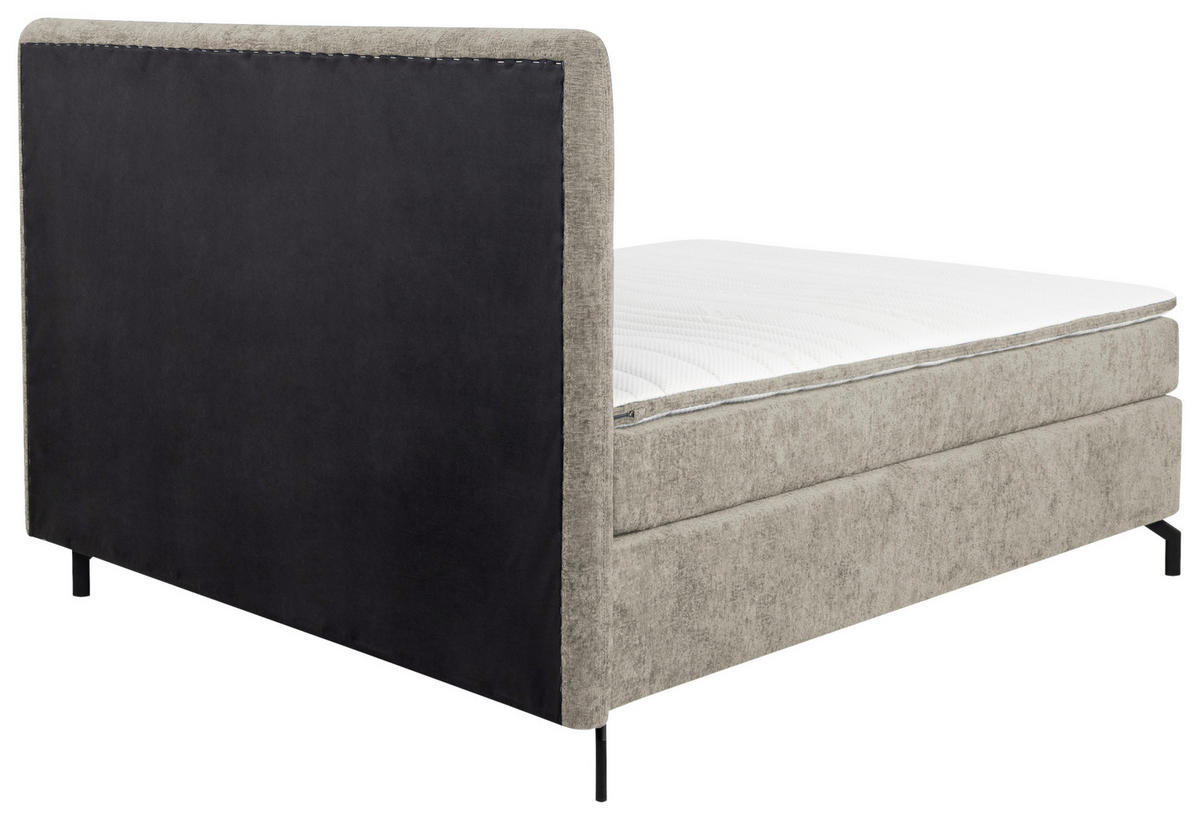 BOXSPRINGBETT 180/200 cm  in Hellgrau  - Hellgrau/Schwarz, Design, Textil/Metall (180/200cm) - Esposa